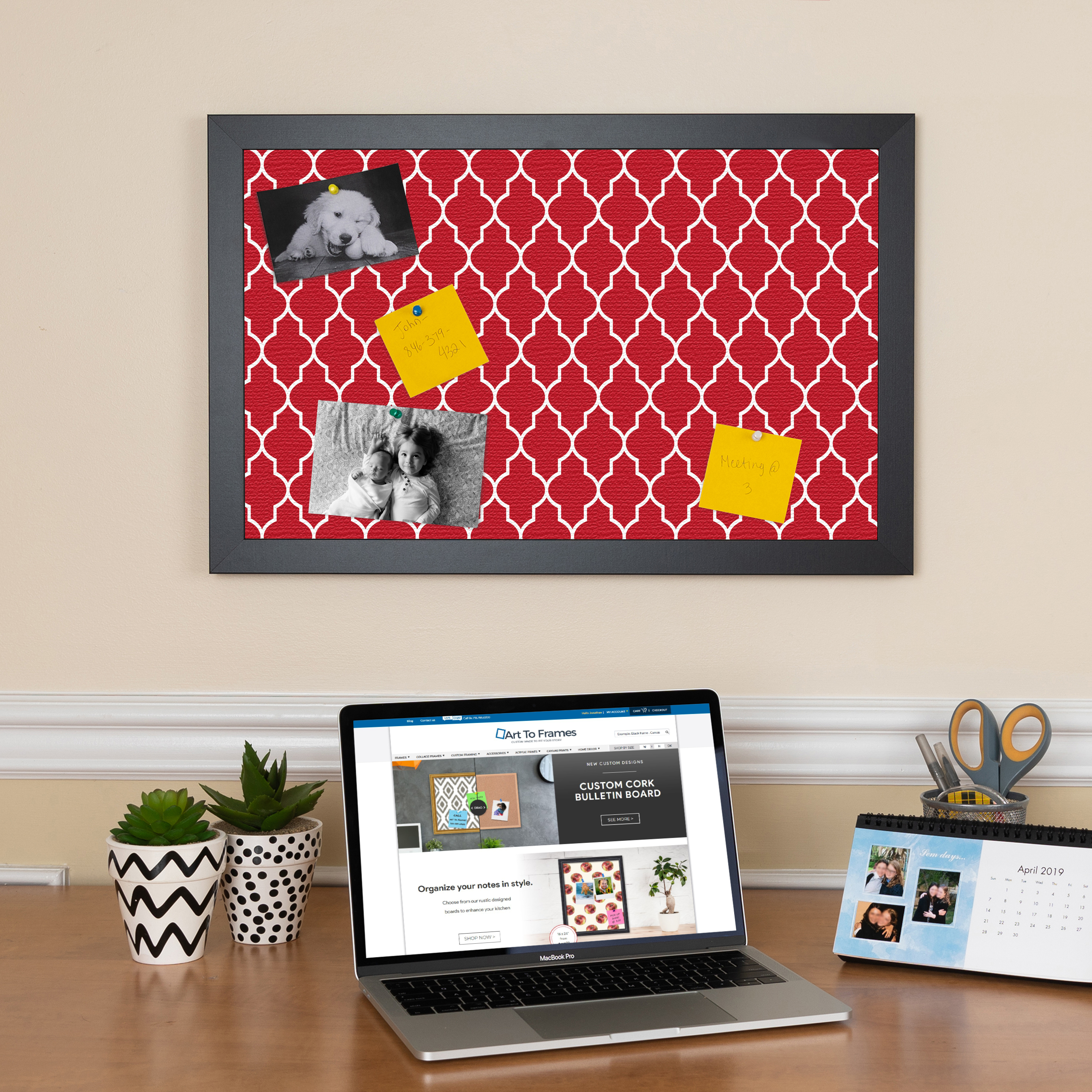 ArtToFrames Custom Cork Bulletin Board Quatrefoil Framed in Satin Black - Picture 59 of 91