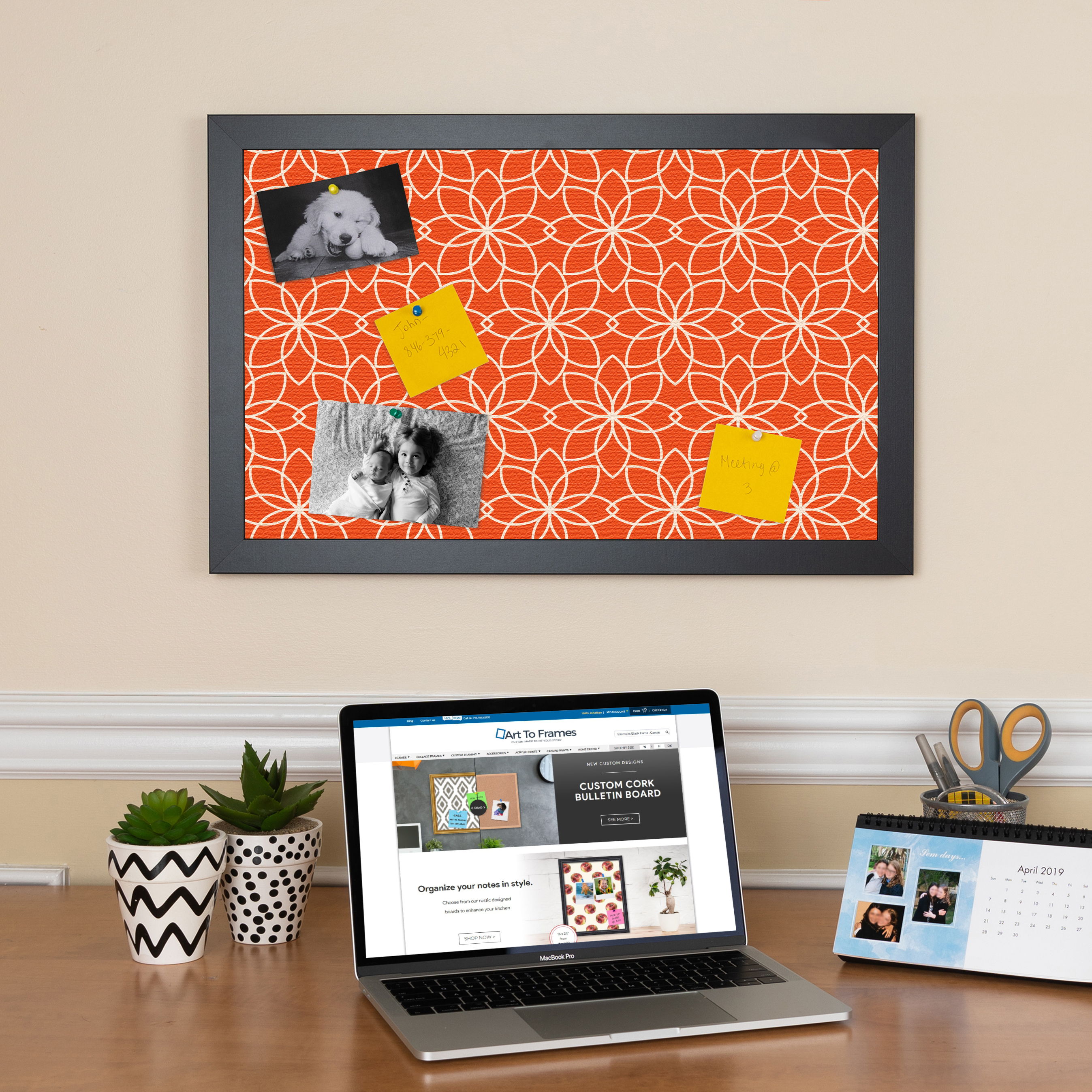ArtToFrames Custom Cork Bulletin Board Floral Framed in Satin Black - Picture 35 of 48