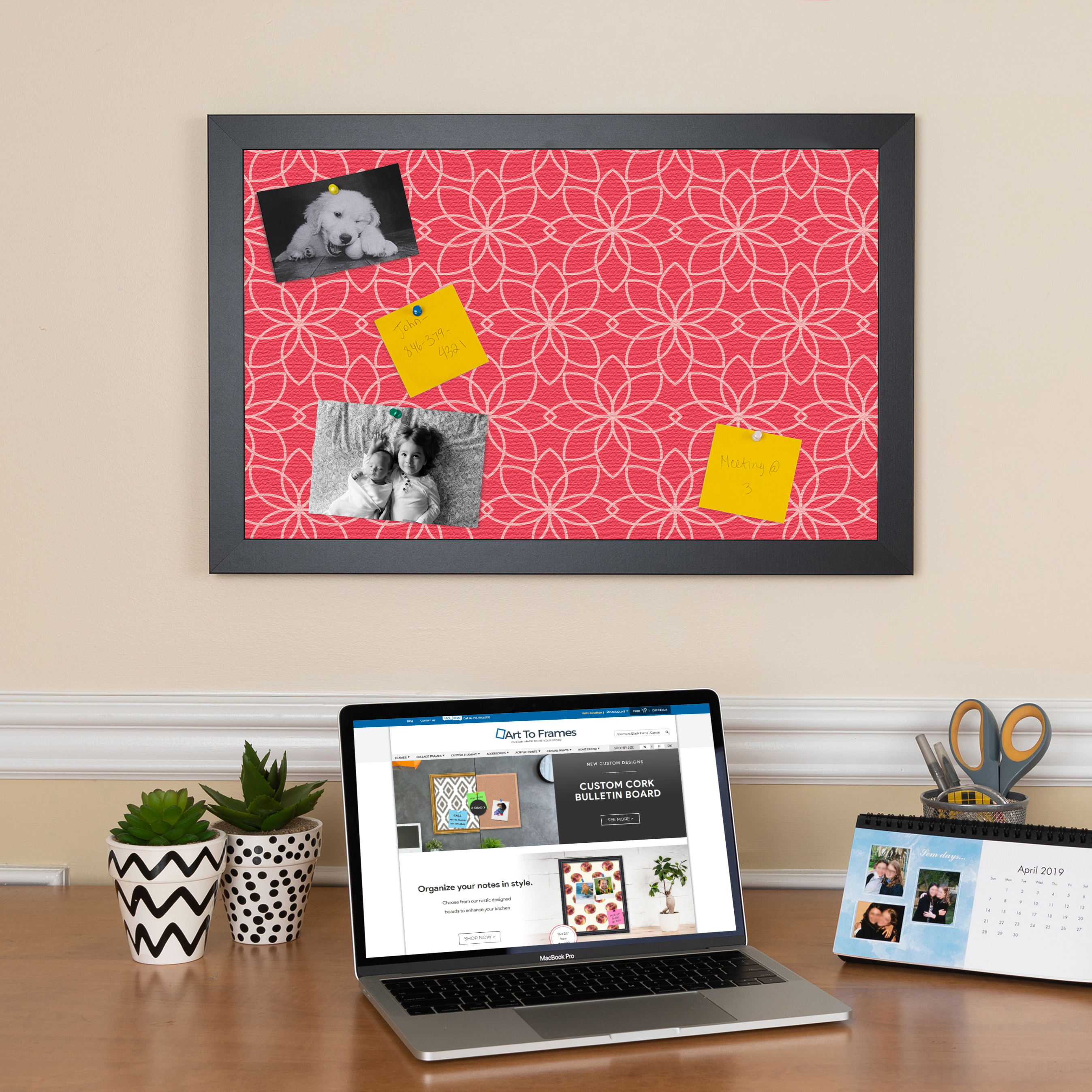 ArtToFrames Custom Cork Bulletin Board Floral Framed in Satin Black - Picture 42 of 48
