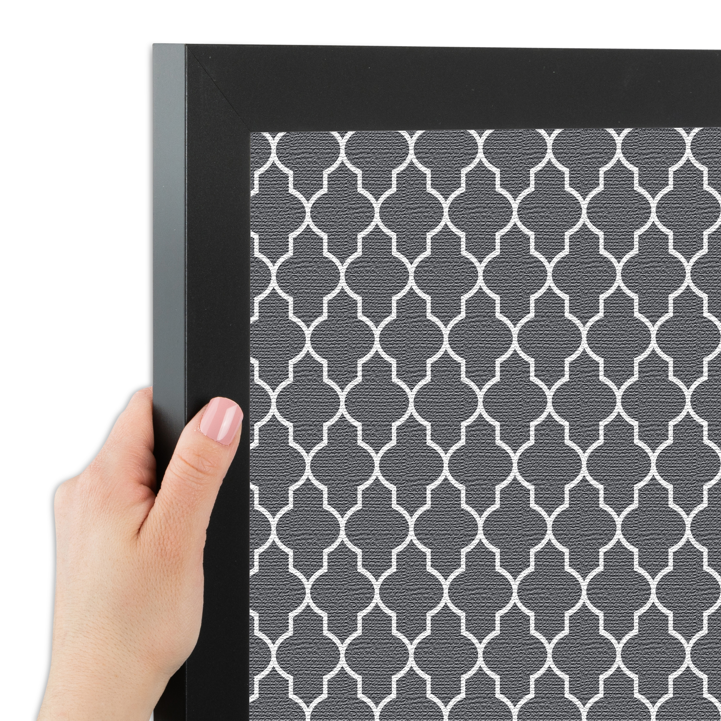 ArtToFrames Custom Cork Bulletin Board Quatrefoil Framed in Satin Black - Picture 84 of 91