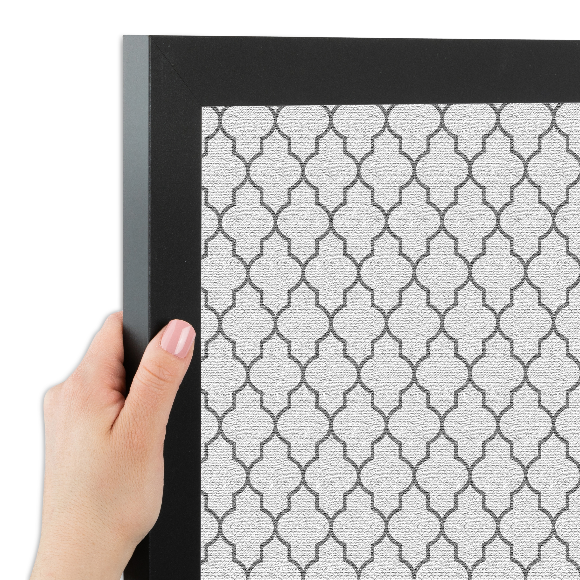 ArtToFrames Custom Cork Bulletin Board Quatrefoil Framed in Satin Black - Picture 87 of 91