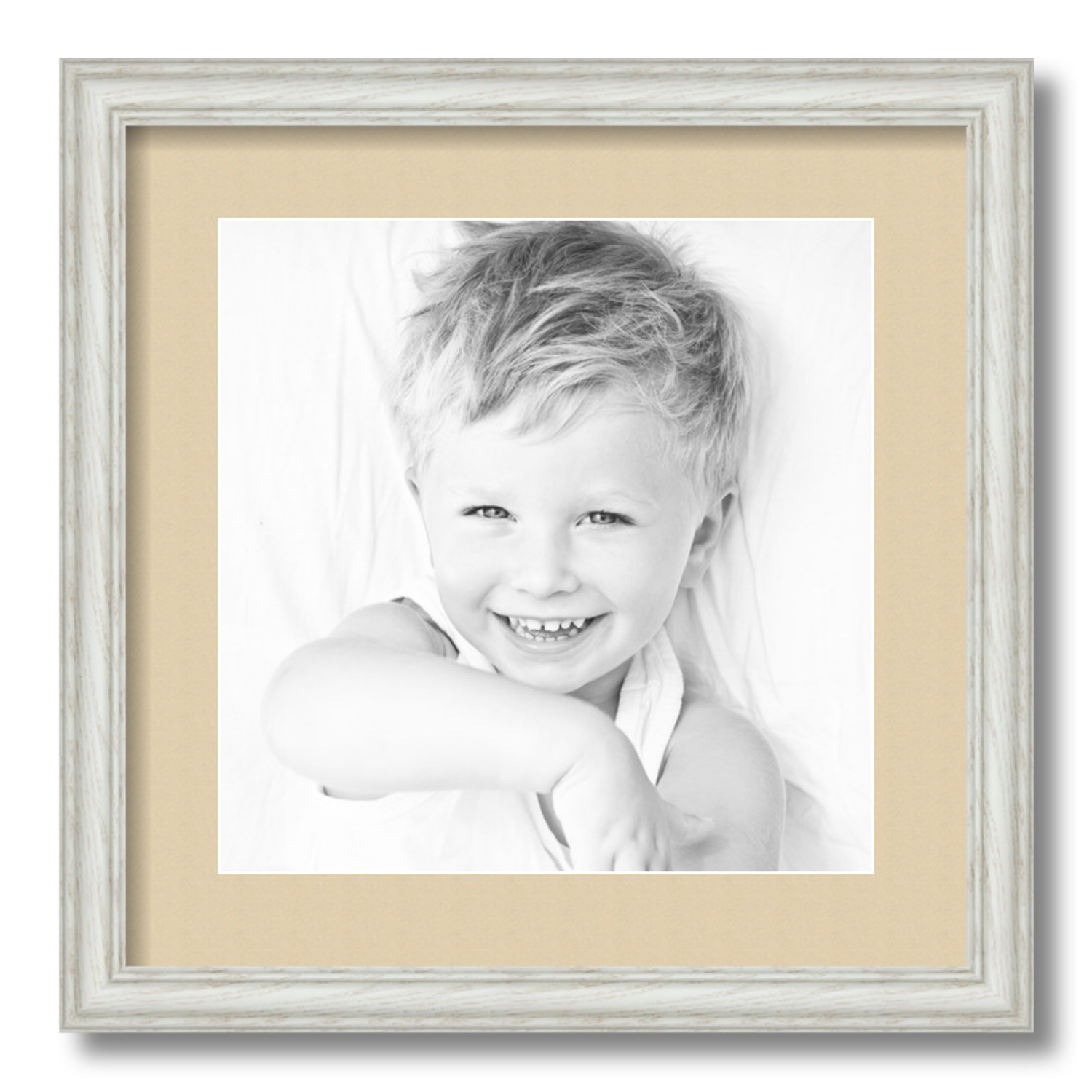 ArtToFrames Matted 16x16 White Picture Frame with 2" Mat, 12x12 Opening 4098