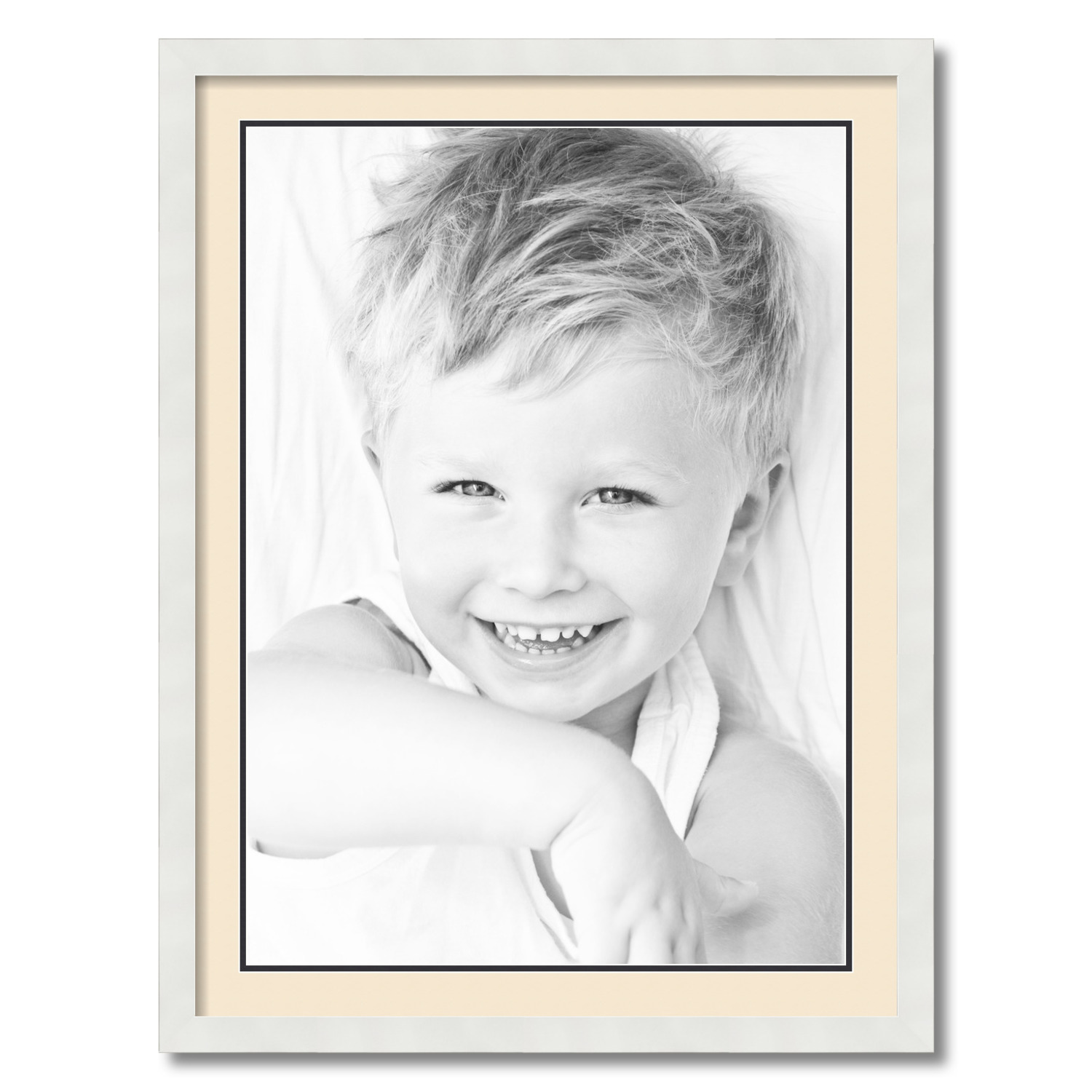 ArtToFrames 24x32 Matted Picture Frame with 20x28 Inch Double Mat Opening Framed in 1.25 Satin White Frame and 2 Alabaster and Black Mats. by