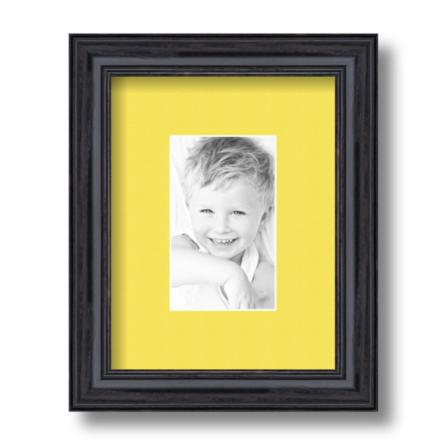 ArtToFrames Matted 7x9 Black Picture Frame with 2" Mat, 3x5 Opening 4083