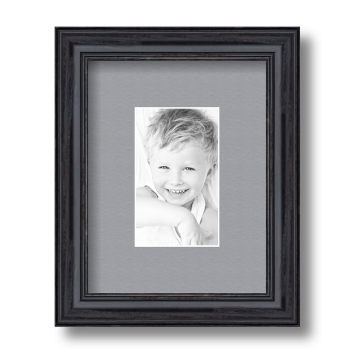 ArtToFrames Matted 7x9 Black Picture Frame with 2" Mat, 3x5 Opening 4083