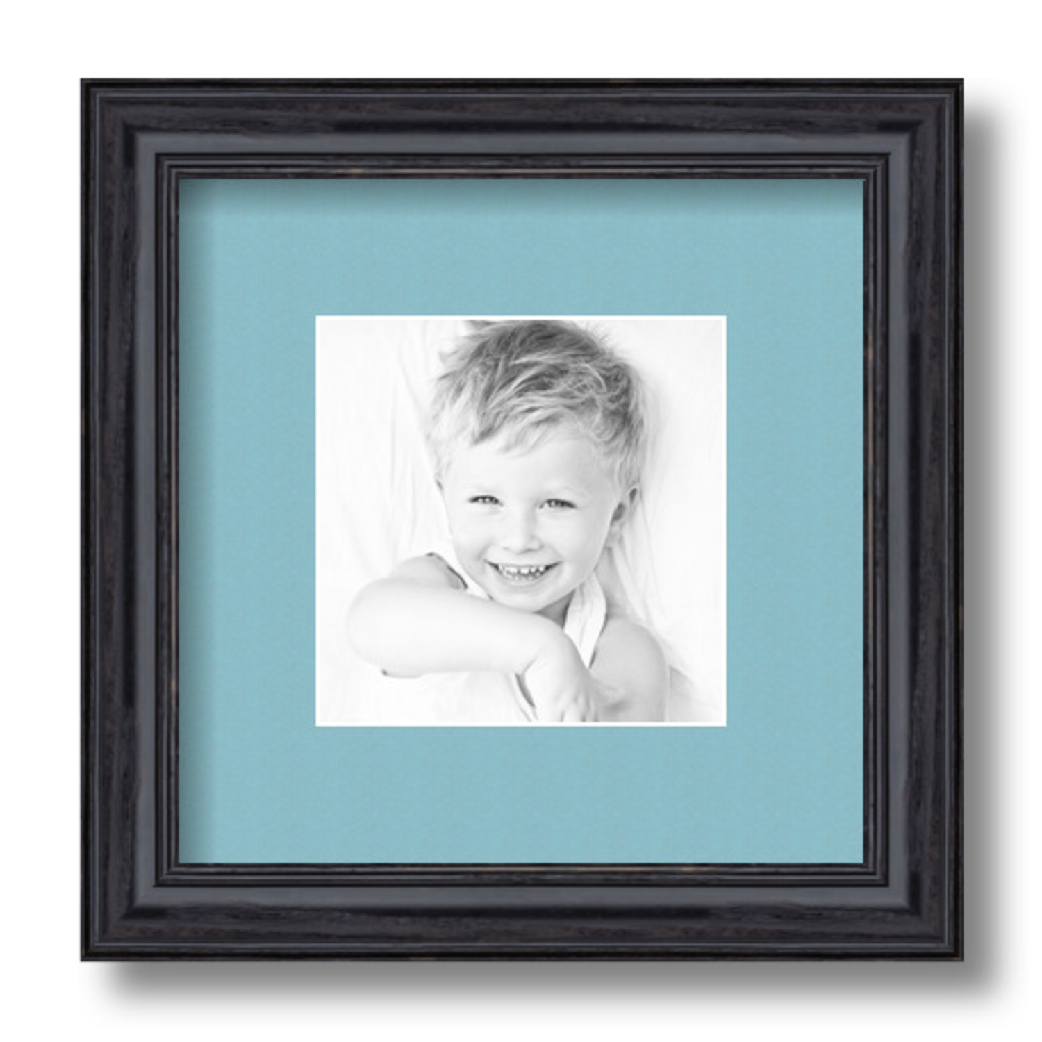 ArtToFrames Matted 9x9 Black Picture Frame with 2" Mat, 5x5 Opening 4083