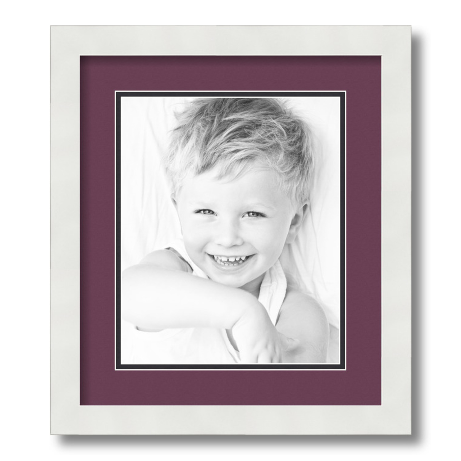 ArtToFrames 12.5x15 Matted Picture Frame with 8.5x11 Inch Double Mat Opening Framed in 1.25 Satin White Frame and 2 Ruby and Black Mats. by