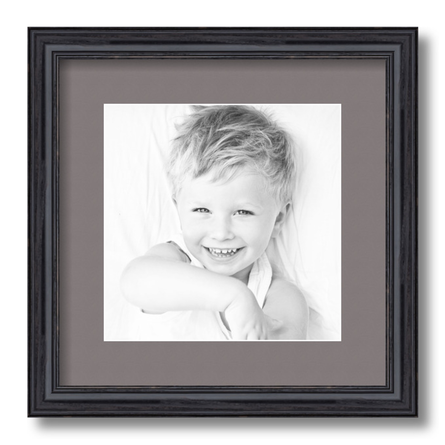 ArtToFrames Matted 13x13 Black Picture Frame with 2" Mat, 9x9 Opening 4083